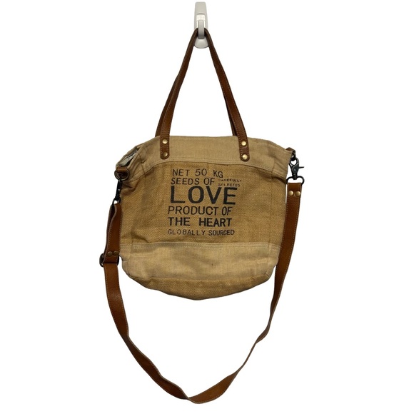 Myra Bag Tan Canvas Tote with Leather Straps - Picture 11 of 11